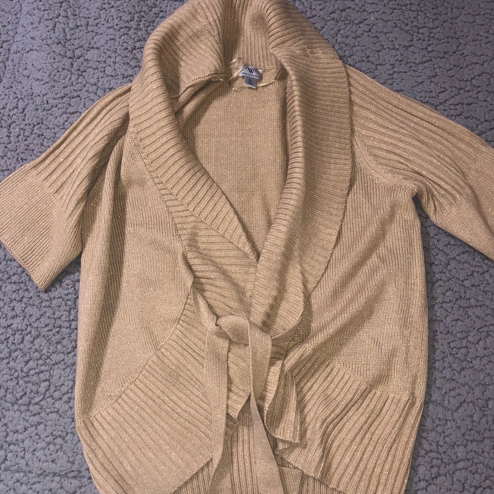 Soft glittery gold knit wrapped top/sweater